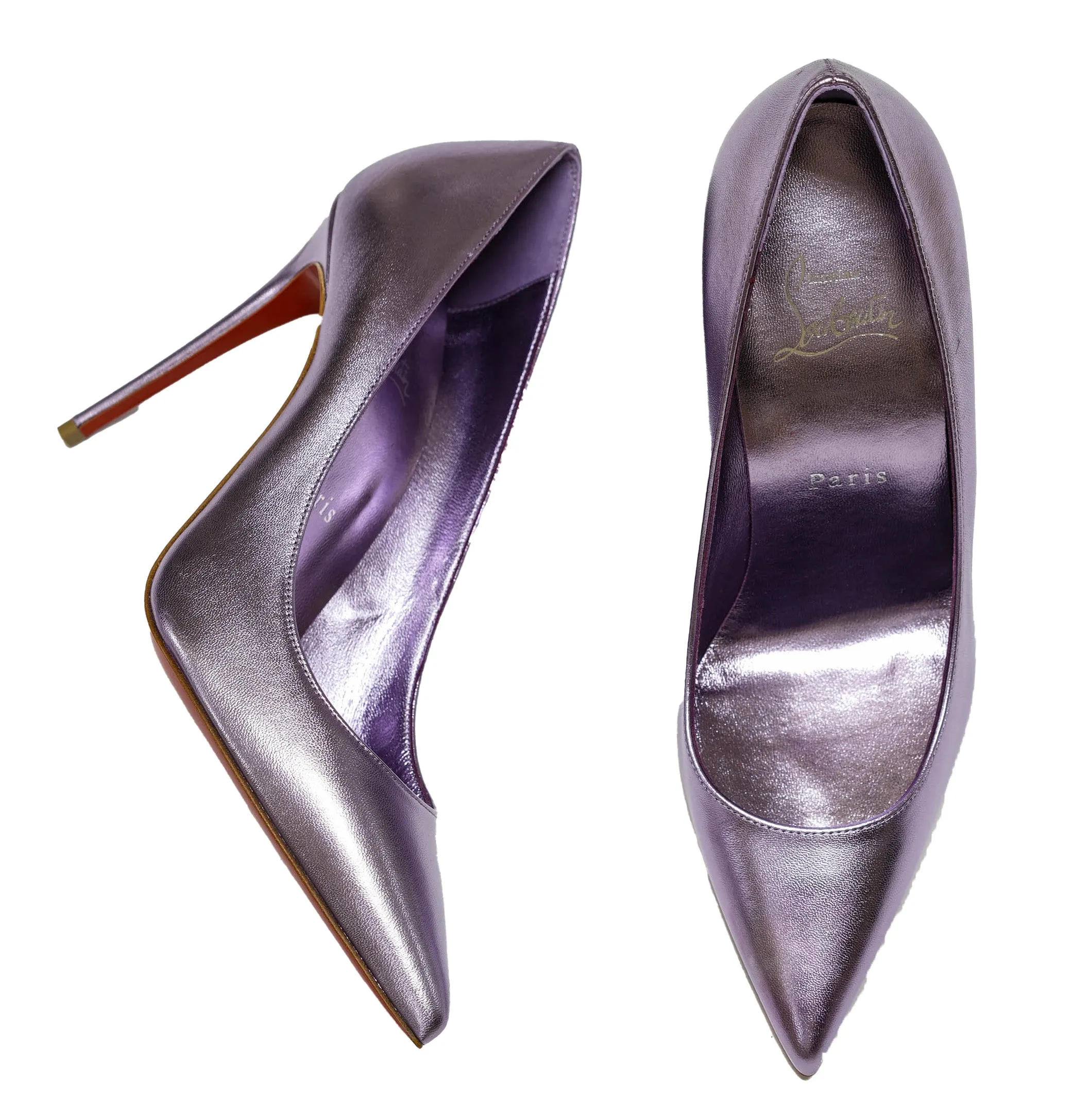 Christian Louboutin Women's Violet Metallic Pump Kate 100 40% OFF