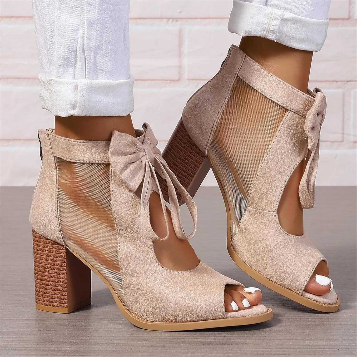 Chunky Heels For Women Wedding Open Toe Heeled Sandals Slip On Block Mid Heels Comfortable Party Dress Pumps Shoes