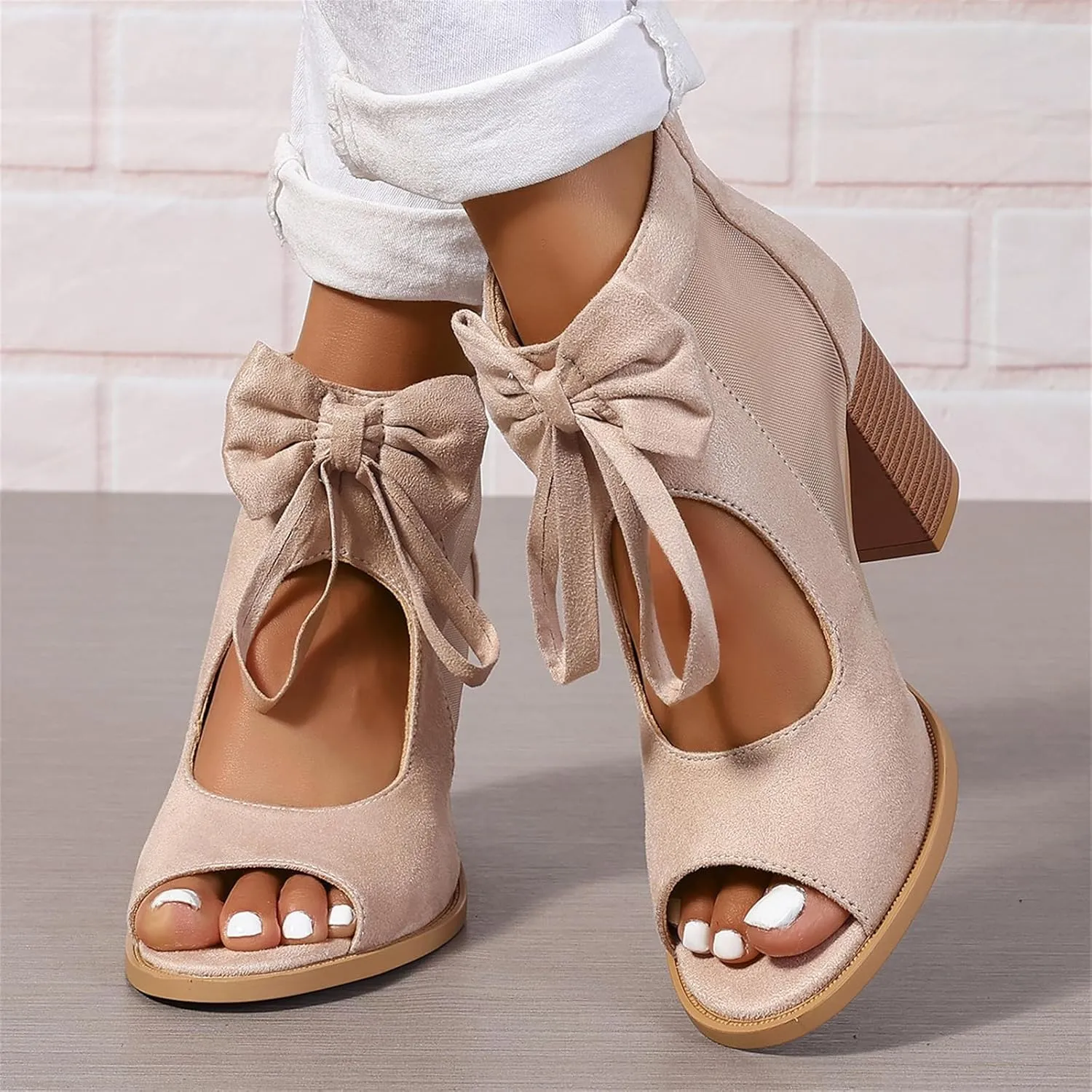Chunky Heels For Women Wedding Open Toe Heeled Sandals Slip On Block Mid Heels Comfortable Party Dress Pumps Shoes