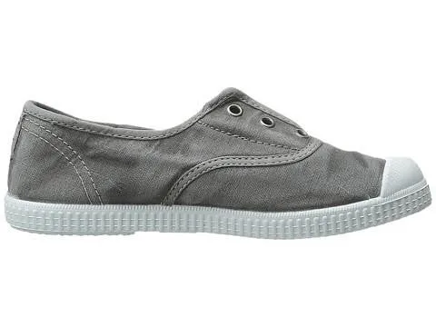 Cienta Boy's and Girl's Distressed Light Grey Canvas Laceless Sneaker