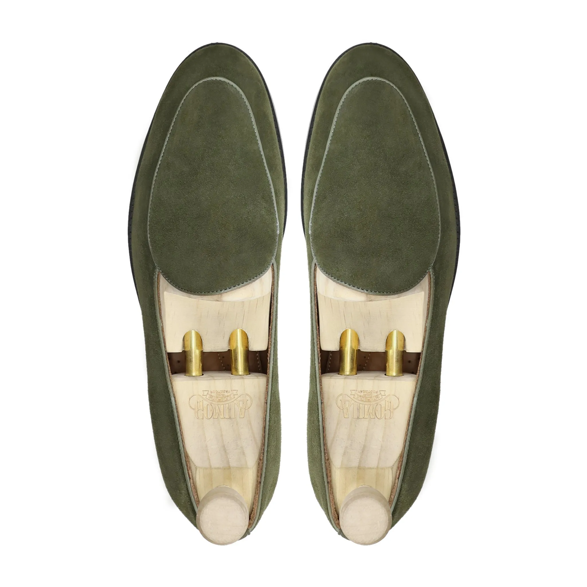 Citrine - Men's Olive Green Kid Suede Loafer