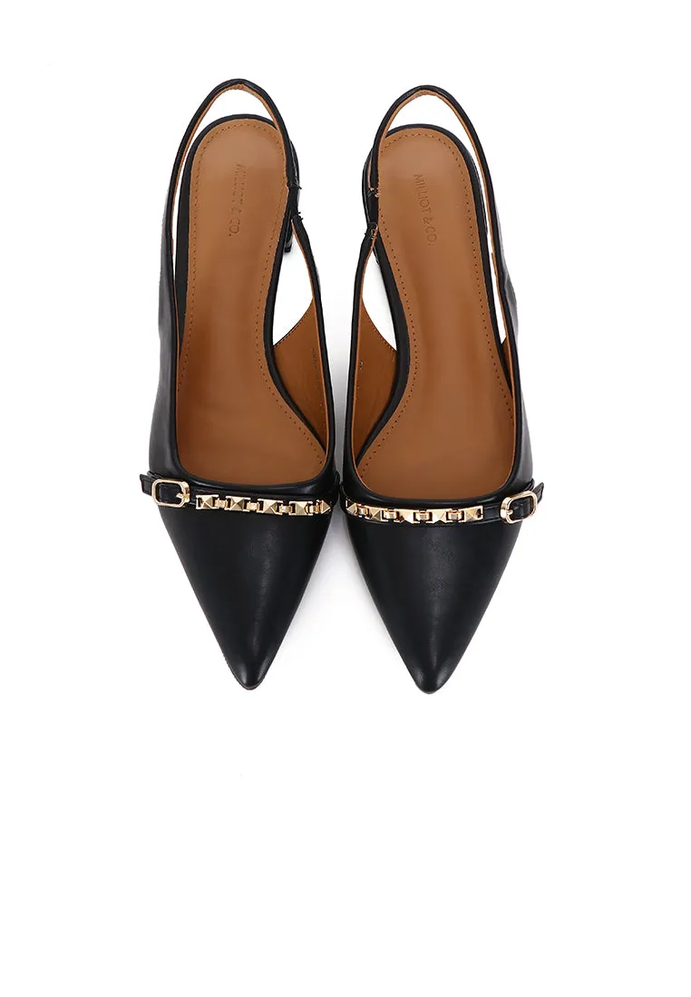 Clara Pointed Toe Ballerina & Flats (Black)