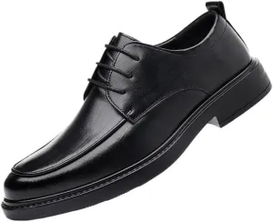 Classic Men's Leather Dress Shoes Mens Casual Work Office Business Oxford Shoes Retro Comfortable Non-Slip Softsole Walking Derby Shoes