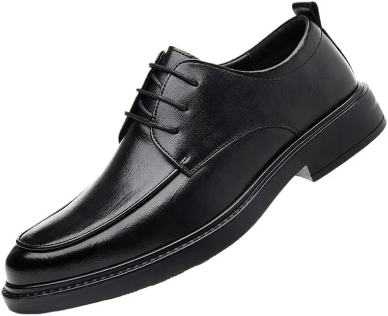 Classic Men's Leather Dress Shoes Mens Casual Work Office Business Oxford Shoes Retro Comfortable Non-Slip Softsole Walking Derby Shoes
