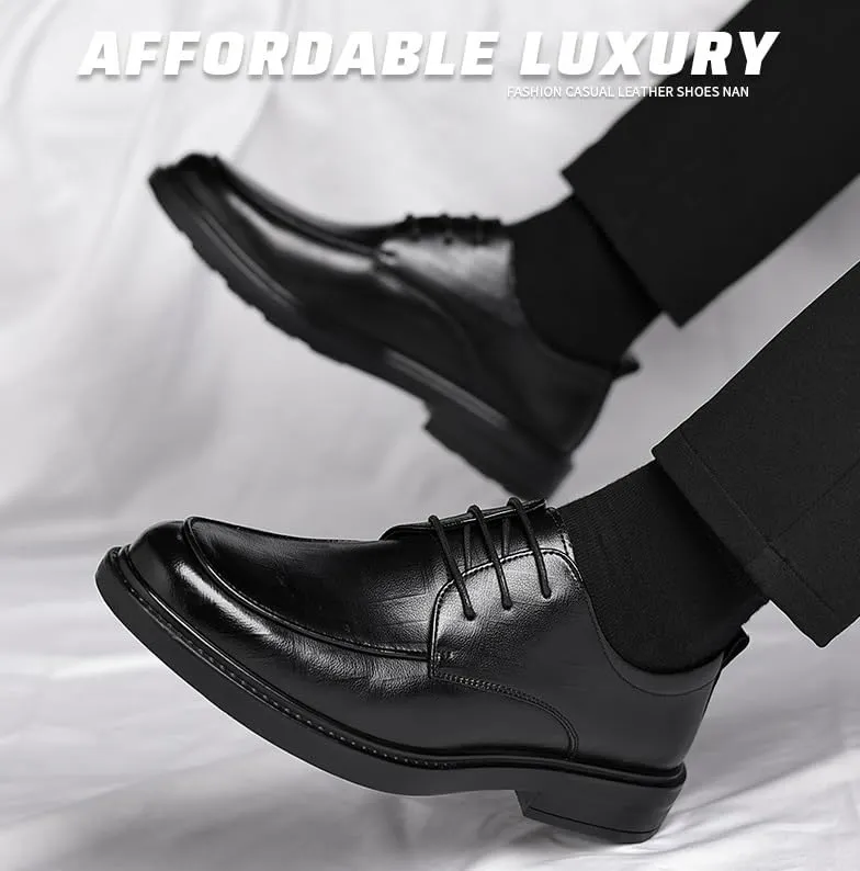 Classic Men's Leather Dress Shoes Mens Casual Work Office Business Oxford Shoes Retro Comfortable Non-Slip Softsole Walking Derby Shoes