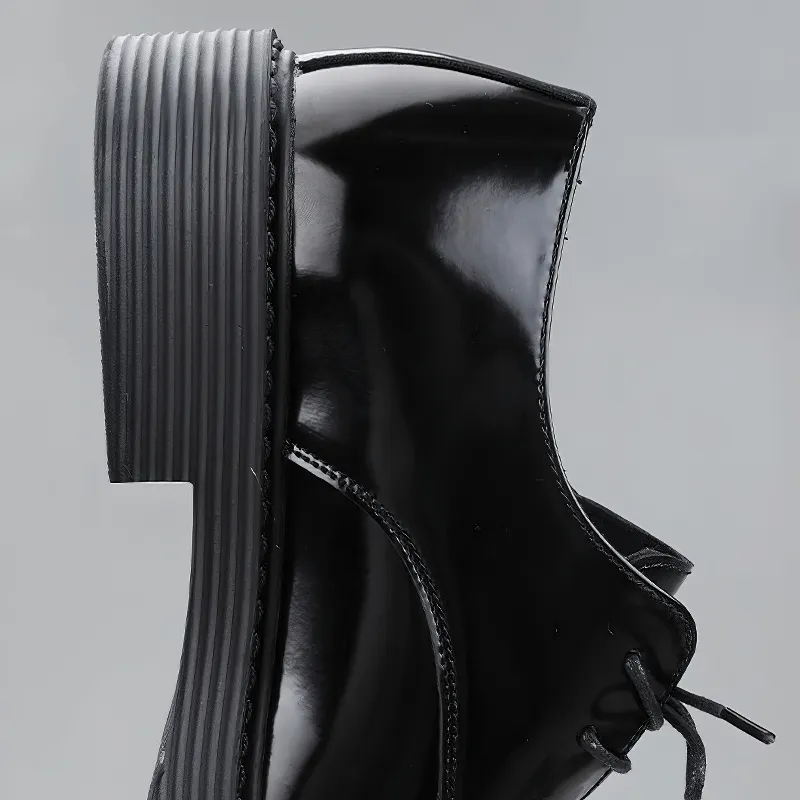 Classical Black And White Square Toe Derby / Lace-Up Retro Shoes for Men