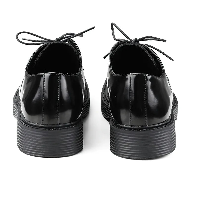 Classical Black And White Square Toe Derby / Lace-Up Retro Shoes for Men
