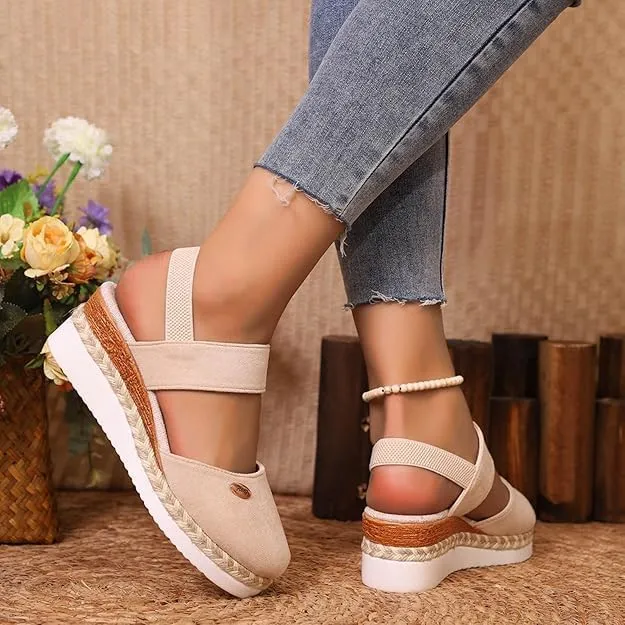 Closed Toe Platform Wedge Sandals, Summer Wedge Sandals for Women 2025, Comfortable Anti Slip Summer Shoes with Adjustable Buckle Ankle Strap