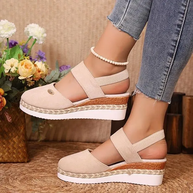 Closed Toe Platform Wedge Sandals, Summer Wedge Sandals for Women 2025, Comfortable Anti Slip Summer Shoes with Adjustable Buckle Ankle Strap