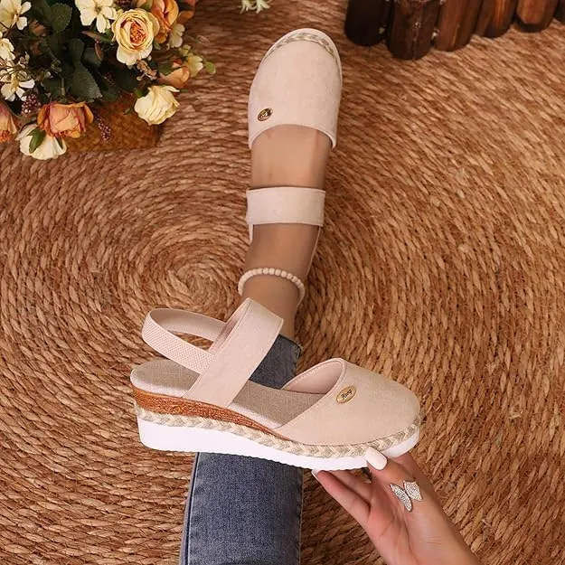 Closed Toe Platform Wedge Sandals, Summer Wedge Sandals for Women 2025, Comfortable Anti Slip Summer Shoes with Adjustable Buckle Ankle Strap