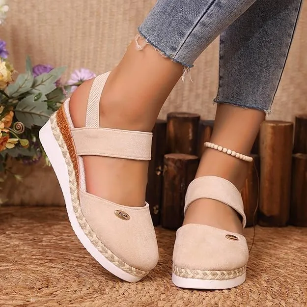 Closed Toe Platform Wedge Sandals, Summer Wedge Sandals for Women 2025, Comfortable Anti Slip Summer Shoes with Adjustable Buckle Ankle Strap