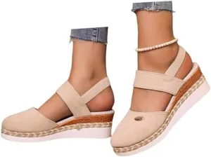 Closed Toe Platform Wedge Sandals, Summer Wedge Sandals for Women 2025, Comfortable Anti Slip Summer Shoes with Adjustable Buckle Ankle Strap