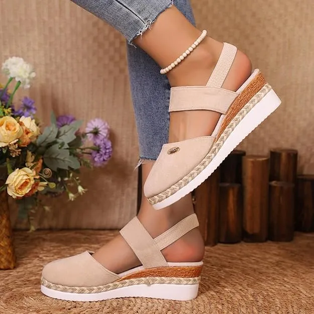 Closed Toe Platform Wedge Sandals, Summer Wedge Sandals for Women 2025, Comfortable Anti Slip Summer Shoes with Adjustable Buckle Ankle Strap