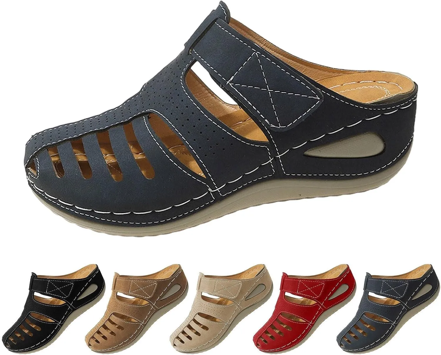 Closed Toe Sandals for Women 2025,Orthopedic Sandals Breathable Slip On Slippers Arch Support Outdoor Beach Shoes