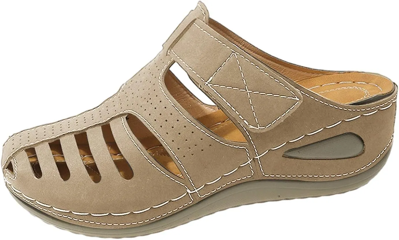 Closed Toe Sandals for Women 2025,Orthopedic Sandals Breathable Slip On Slippers Arch Support Outdoor Beach Shoes