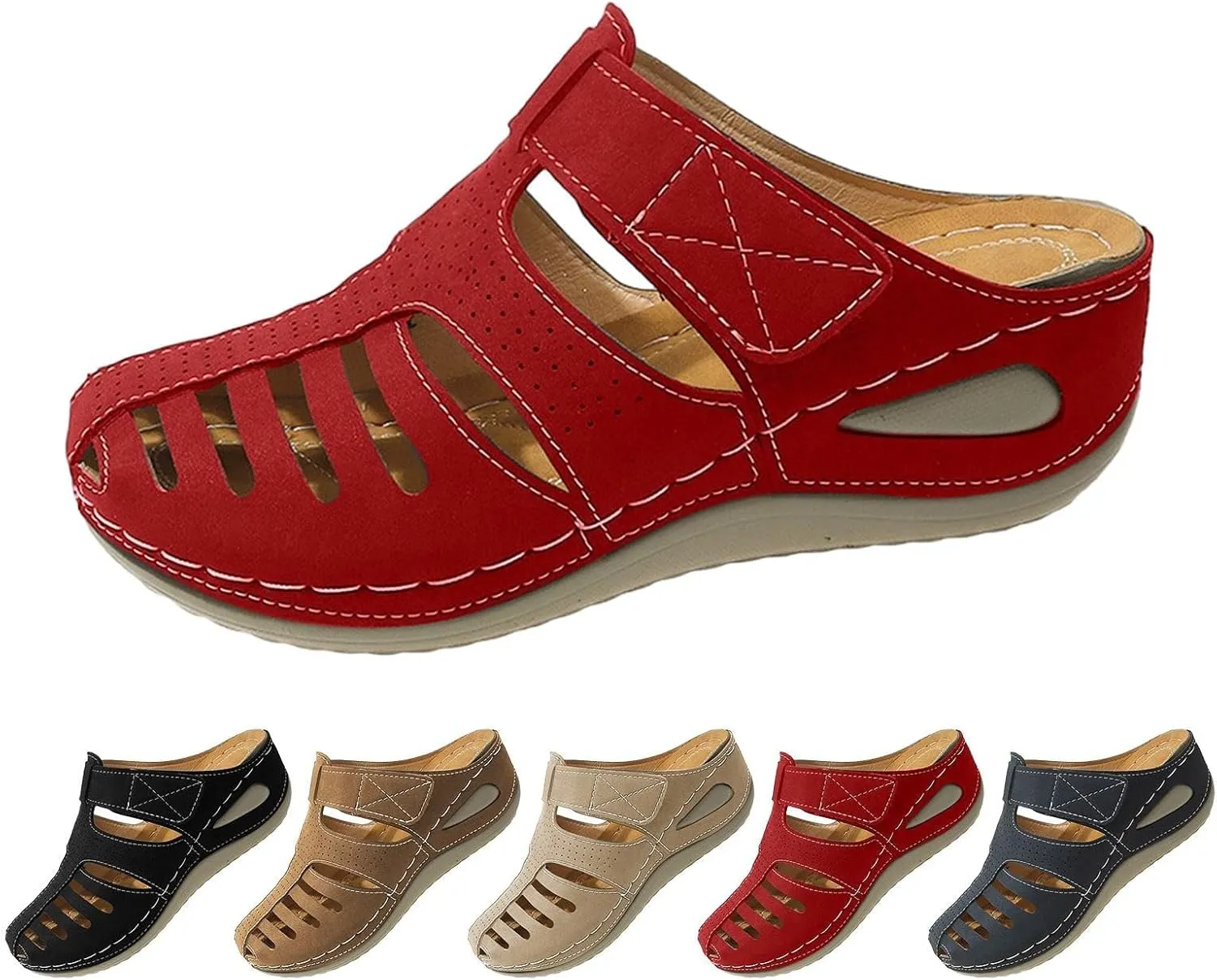 Closed Toe Sandals for Women 2025,Orthopedic Sandals Breathable Slip On Slippers Arch Support Outdoor Beach Shoes