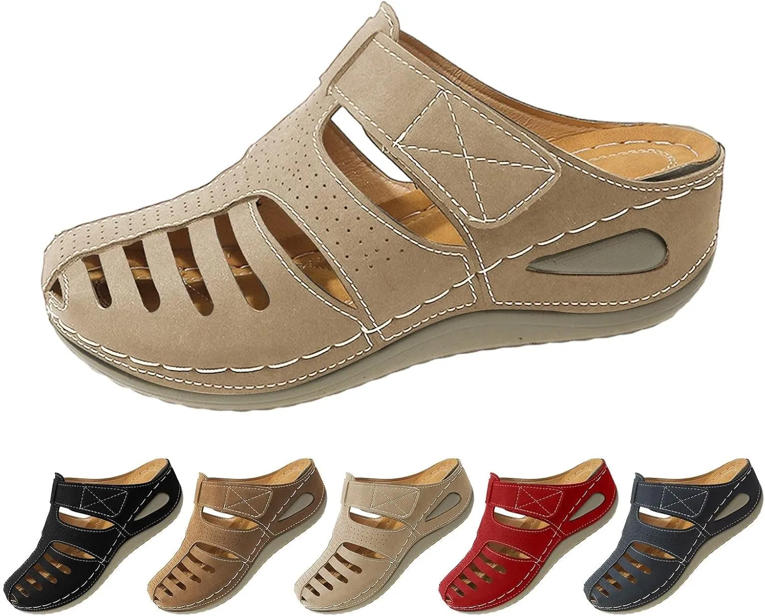 Closed Toe Sandals for Women 2025,Orthopedic Sandals Breathable Slip On Slippers Arch Support Outdoor Beach Shoes