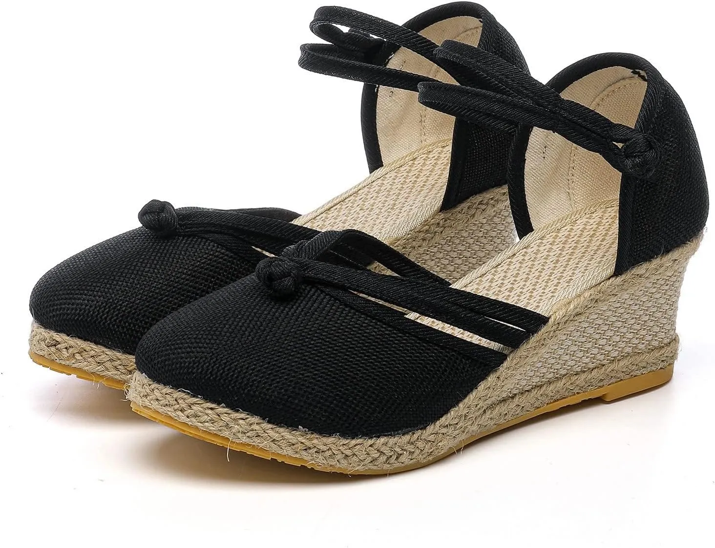 Closed Toe Sandals Women 2025 Women's Espadrilles Low Wedge Heel Sandals Ankle Strap Espadrille Wedges Heels Dressy Casual Summer Comfortable Platform Flat Shoes