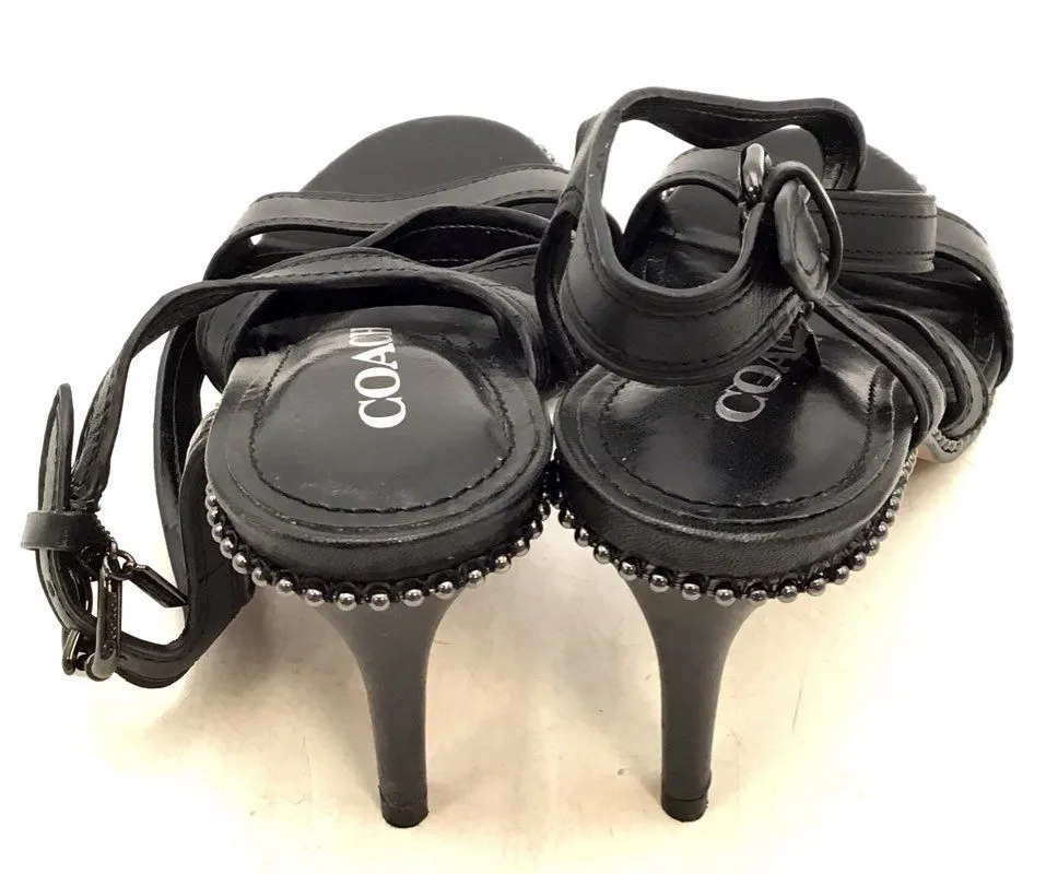 Coach Women's Black Stiletto Strappy Heels - Size 6.5B
