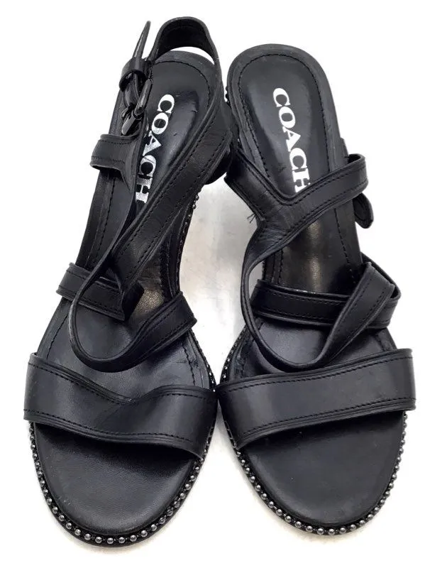 Coach Women's Black Stiletto Strappy Heels - Size 6.5B