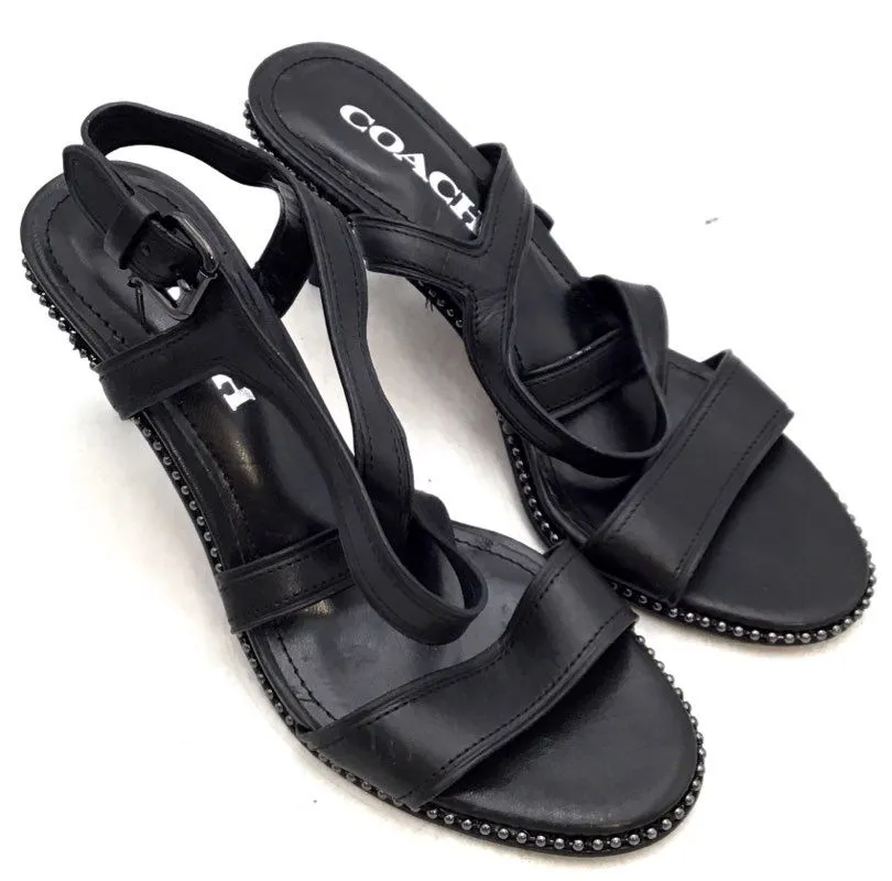 Coach Women's Black Stiletto Strappy Heels - Size 6.5B