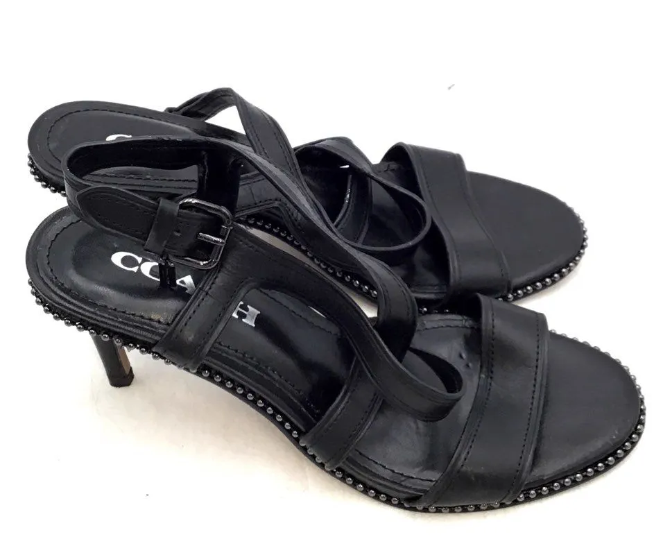 Coach Women's Black Stiletto Strappy Heels - Size 6.5B
