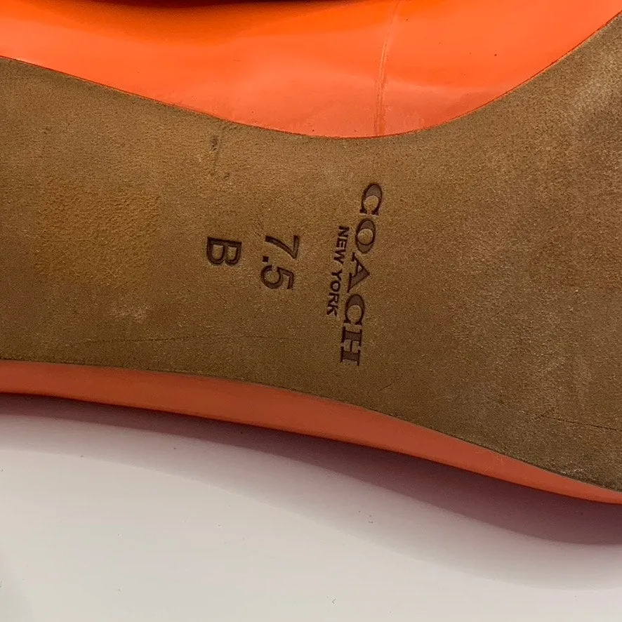 COACH Women's Orange Nala Patent Leather Round-Toe Slip-On Pumps SZ 7.5