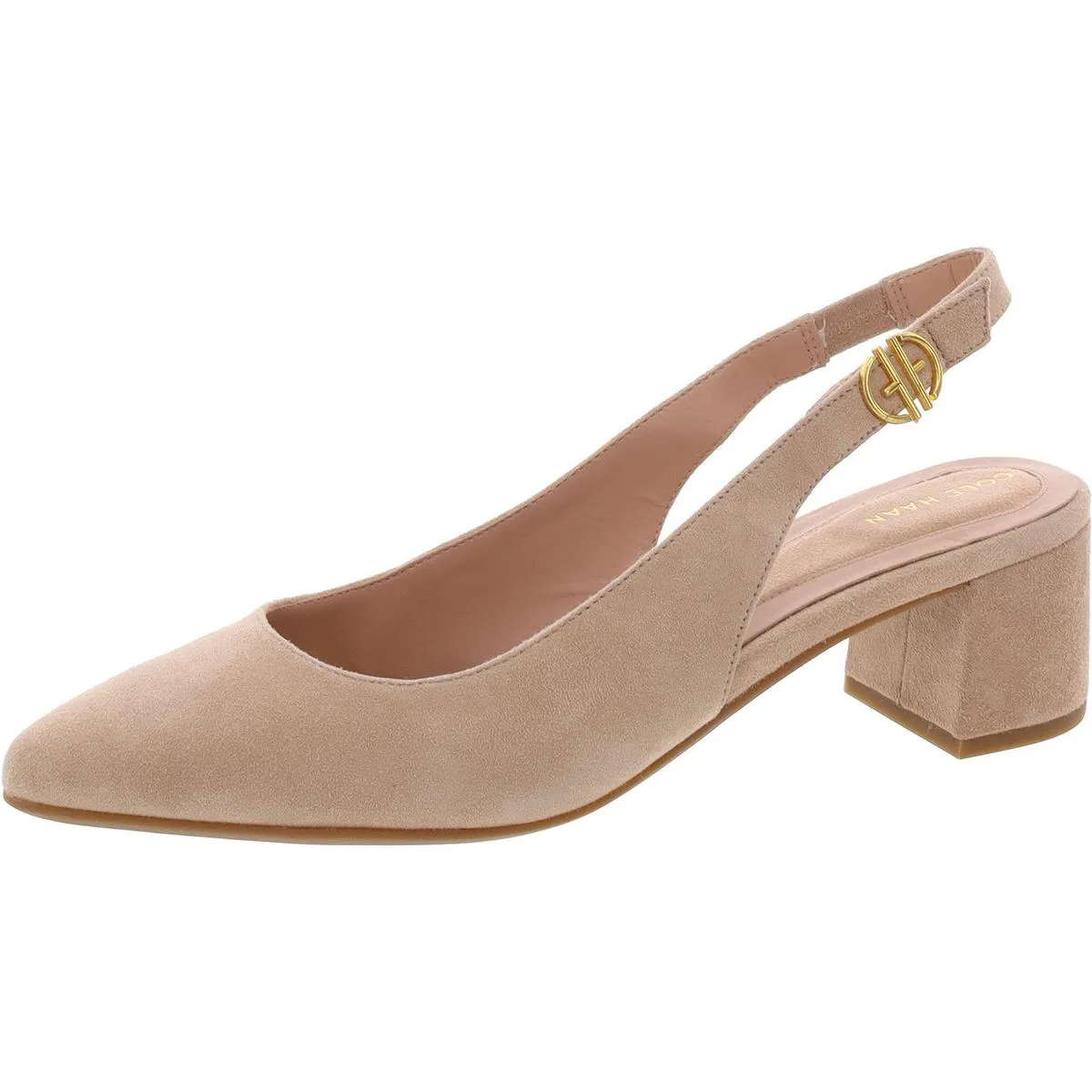 Cole Haan Womens GO TO SLINGBACK Leather Almond Toe Slingback Heels
