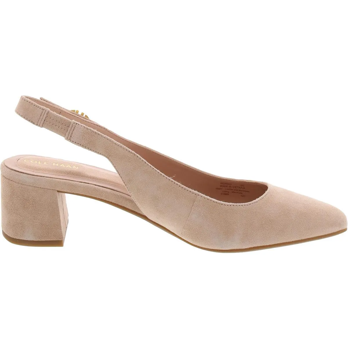 Cole Haan Womens GO TO SLINGBACK Leather Almond Toe Slingback Heels