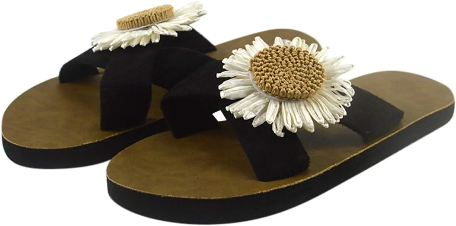 Comfortable Fashion Beach Cute Ladies Slides Home Flock Slipper Flat Beach Flowers Women Breathable Sandals Flip-Flops