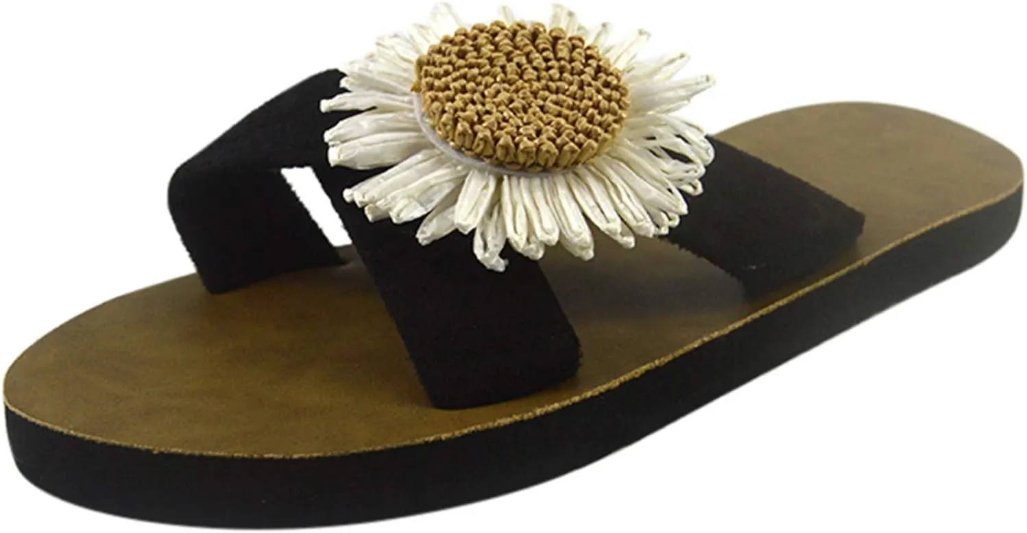 Comfortable Fashion Beach Cute Ladies Slides Home Flock Slipper Flat Beach Flowers Women Breathable Sandals Flip-Flops