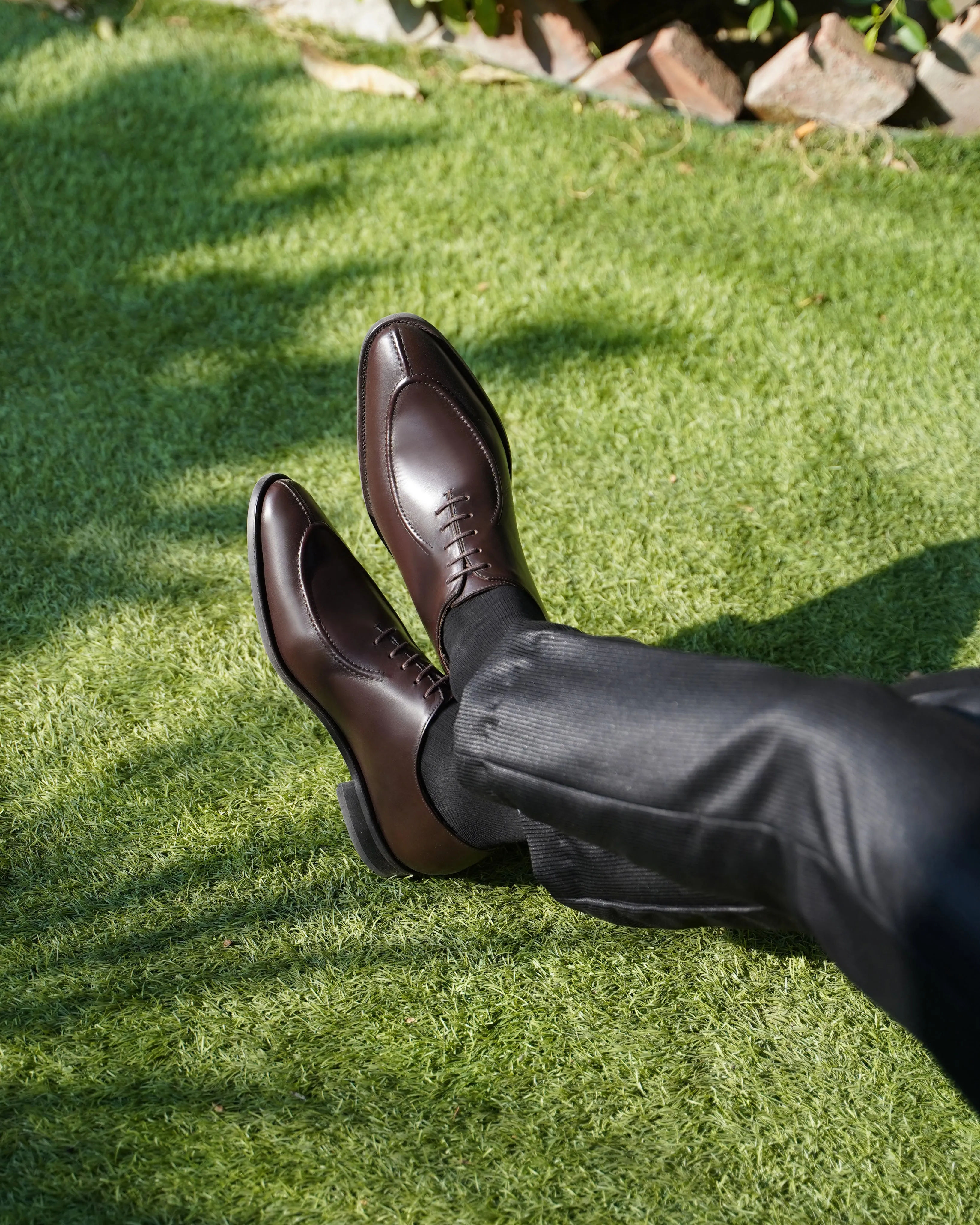 Corded - Men's Dark Brown Calf Leather Wholecut Shoe