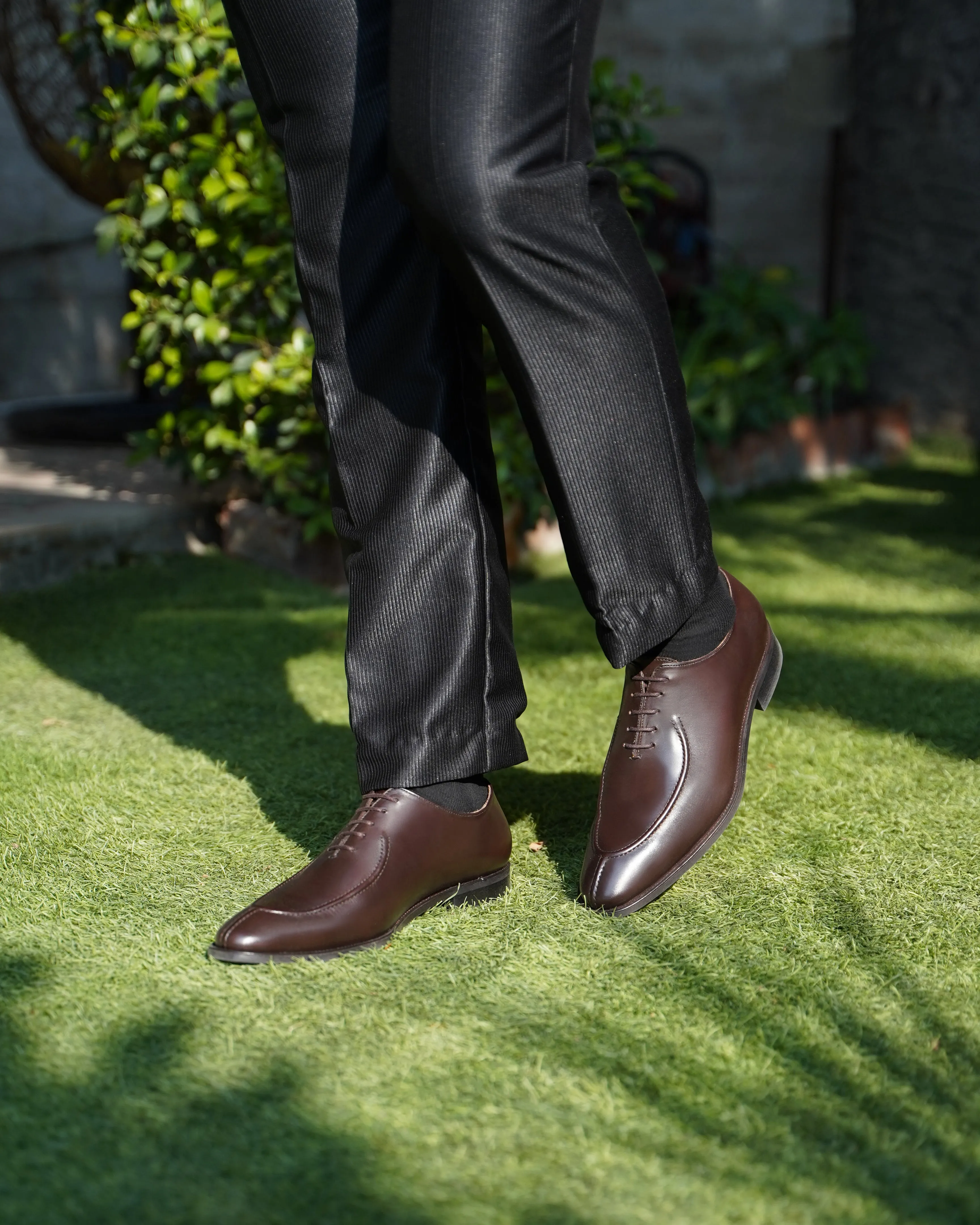 Corded - Men's Dark Brown Calf Leather Wholecut Shoe