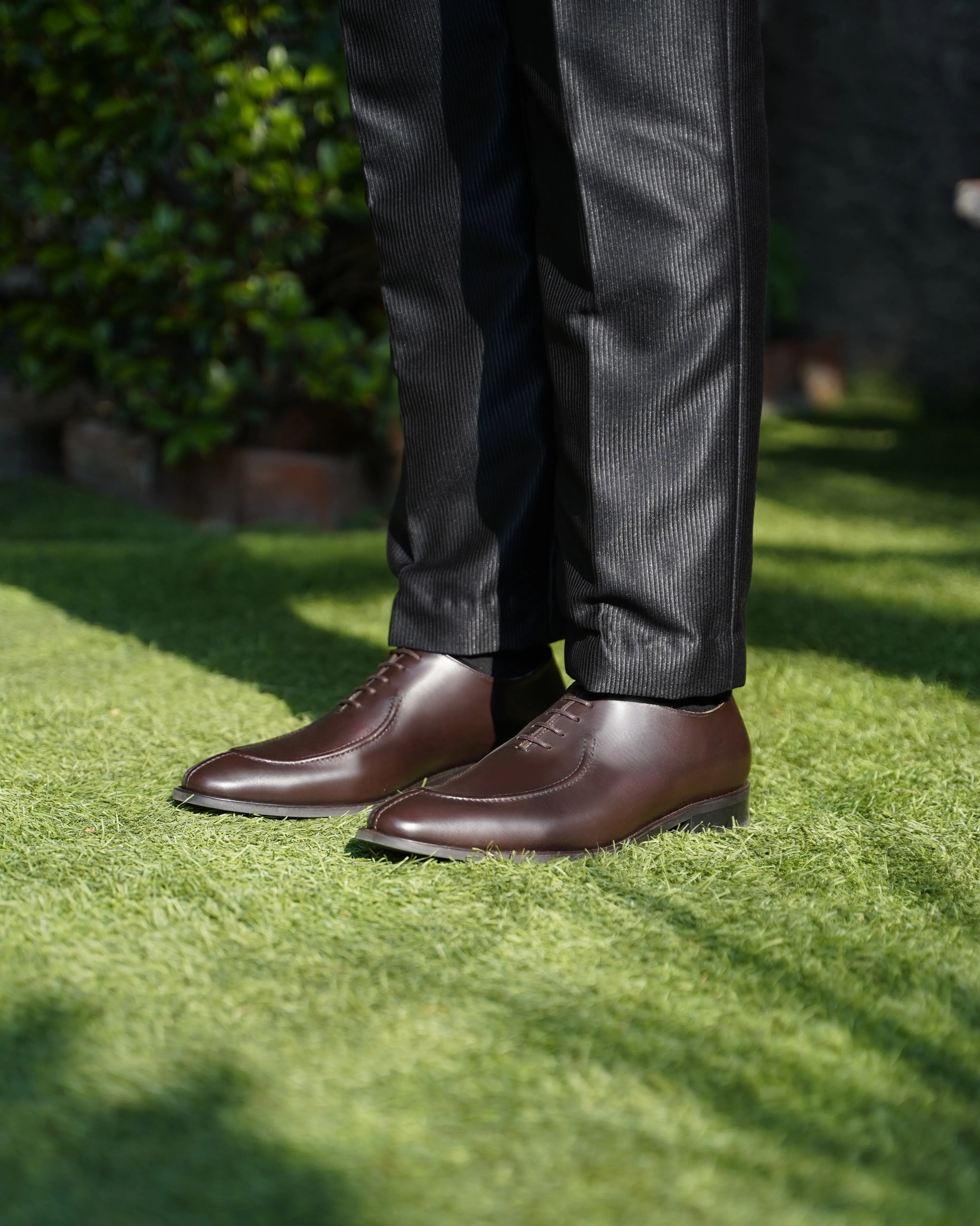 Corded - Men's Dark Brown Calf Leather Wholecut Shoe