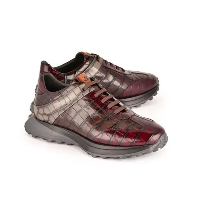 Corrente 7766 Men's Shoes Crocodile Print Leather Fashion Sneakers (CRT1518)