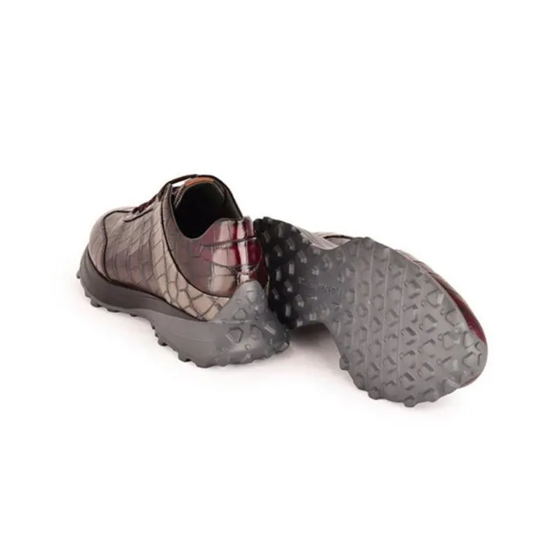 Corrente 7766 Men's Shoes Crocodile Print Leather Fashion Sneakers (CRT1518)
