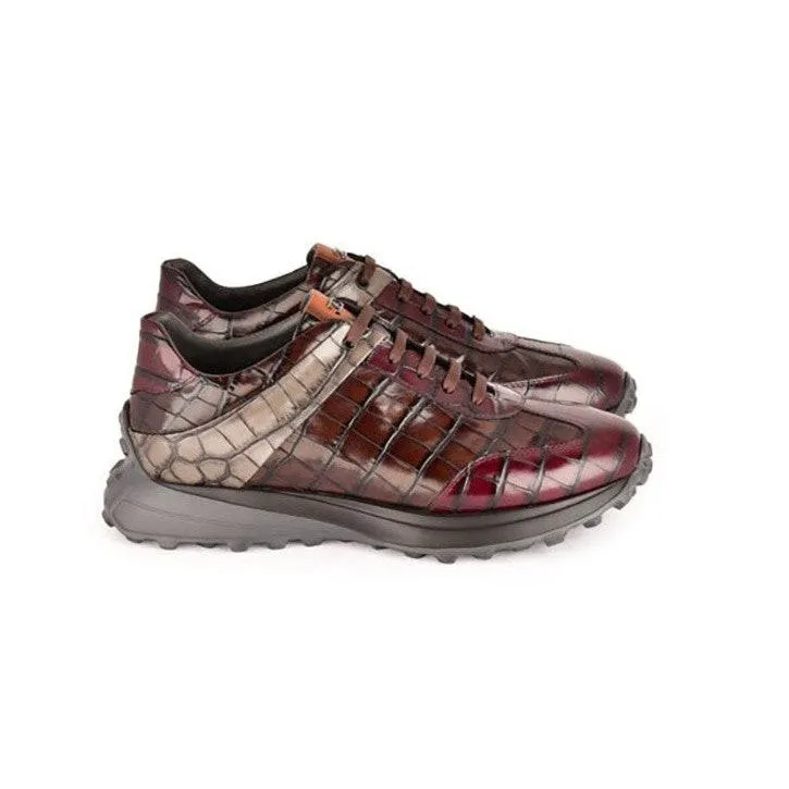 Corrente 7766 Men's Shoes Crocodile Print Leather Fashion Sneakers (CRT1518)