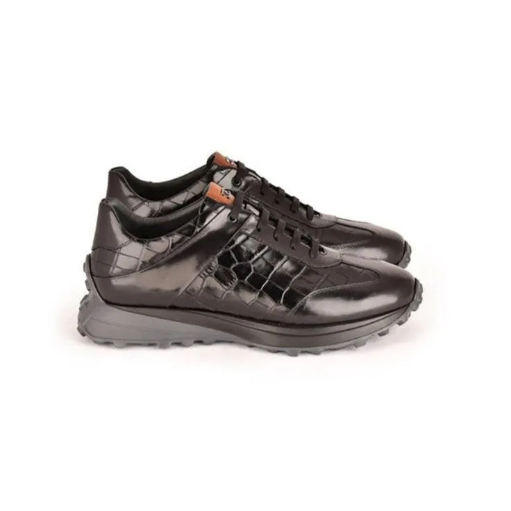 Corrente 7766 Men's Shoes Crocodile Print Leather Fashion Sneakers (CRT1518)