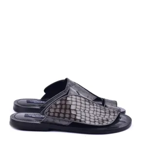 Corrente C0053 5830 Men's Shoes Grey Ostrich Leather Sole Sandal (CRT1326)