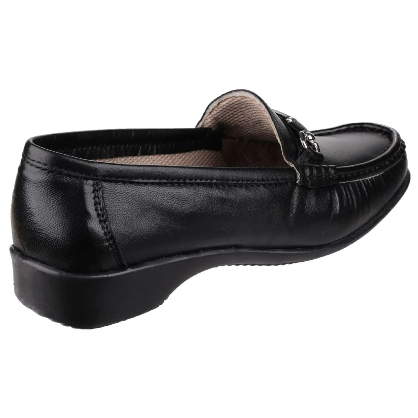 Cotswold Barrington Black Ladies Leather Slip Ons
