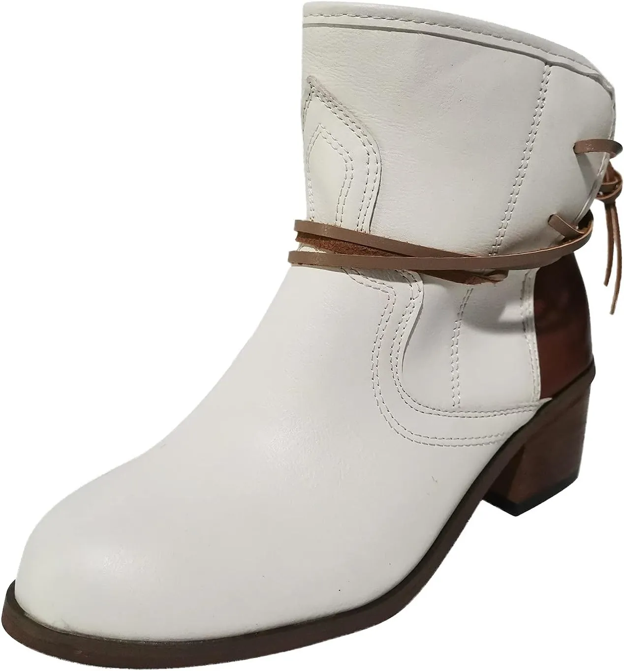 Cowboy Boots for Women Western Cowgirl Ankle Booties Vintage Casual Suede Lace Up Shoes Chunky Heel Fall Dress Short Boots