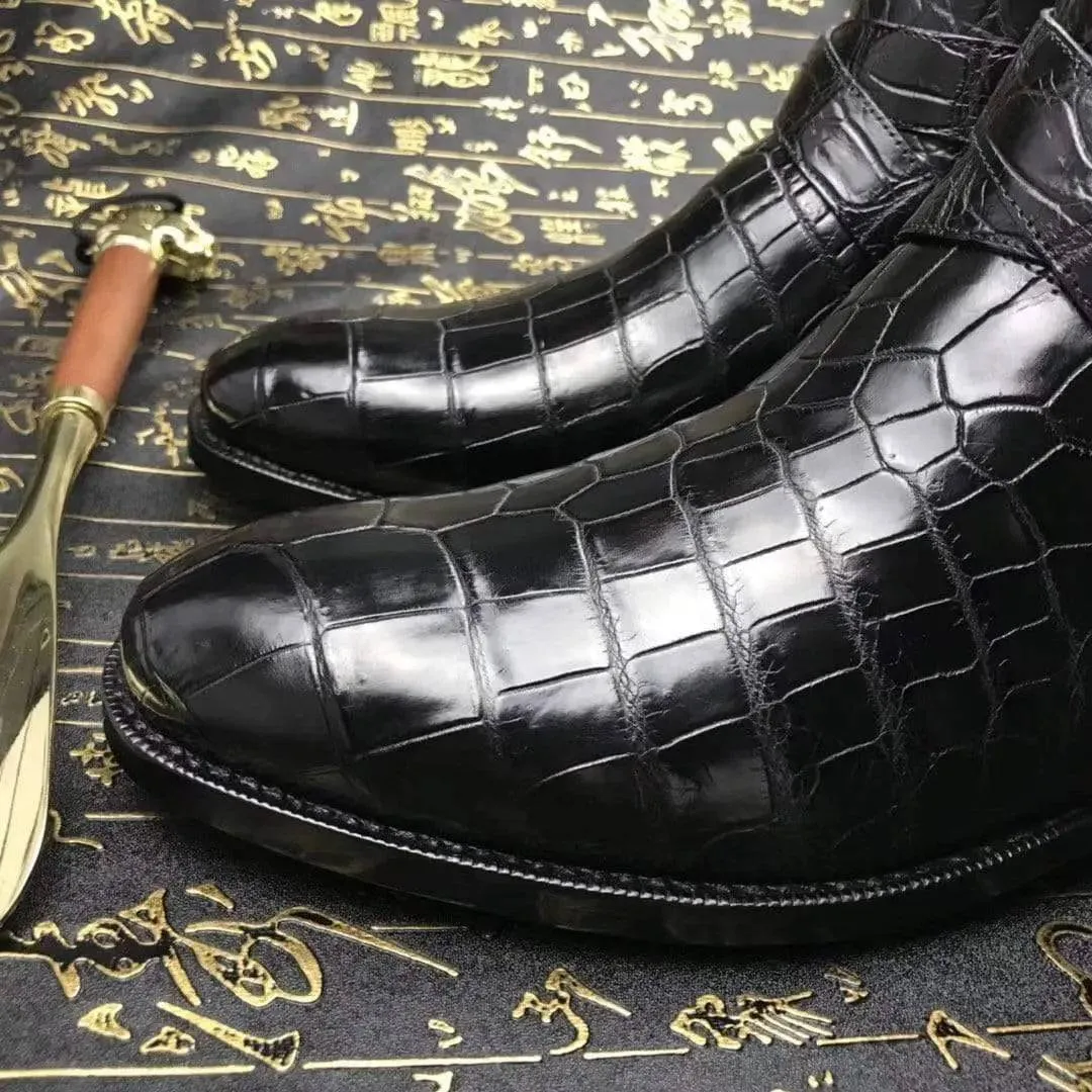 Crocodile Shoes Mens Genuine Crocodile Leather Troy  Boot