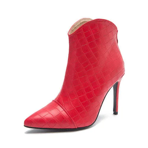Crocodile Stiletto Boots Pointed Toe