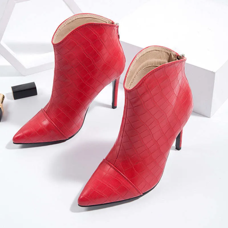 Crocodile Stiletto Boots Pointed Toe