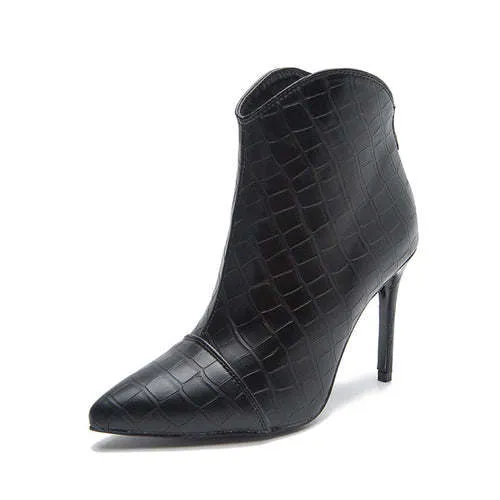 Crocodile Stiletto Boots Pointed Toe