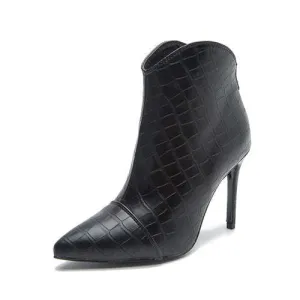 Crocodile Stiletto Boots Pointed Toe