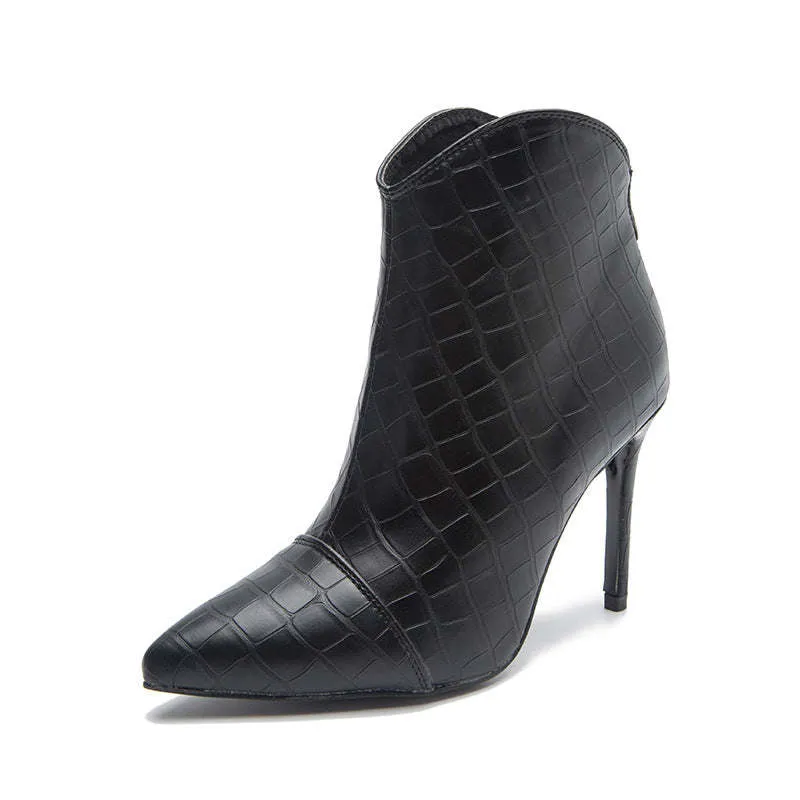 Crocodile Stiletto Boots Pointed Toe