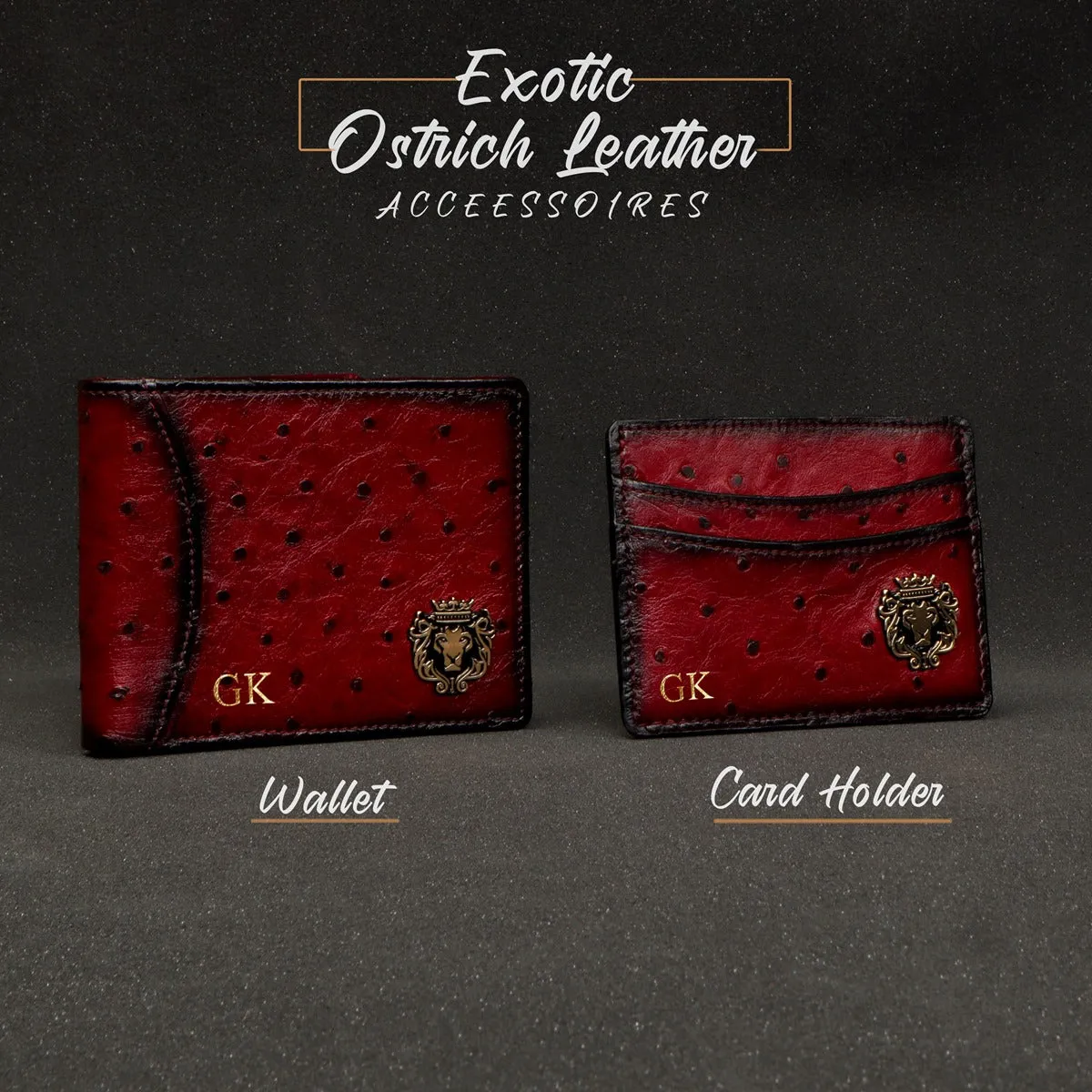 Customized Combo of Wine Exotic Leather Bi-Fold Wallet and Card Holder
