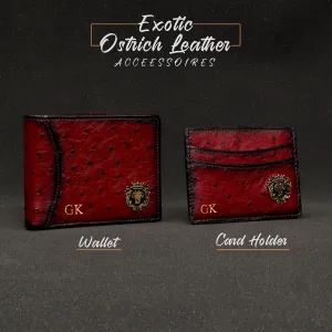 Customized Combo of Wine Exotic Leather Bi-Fold Wallet and Card Holder