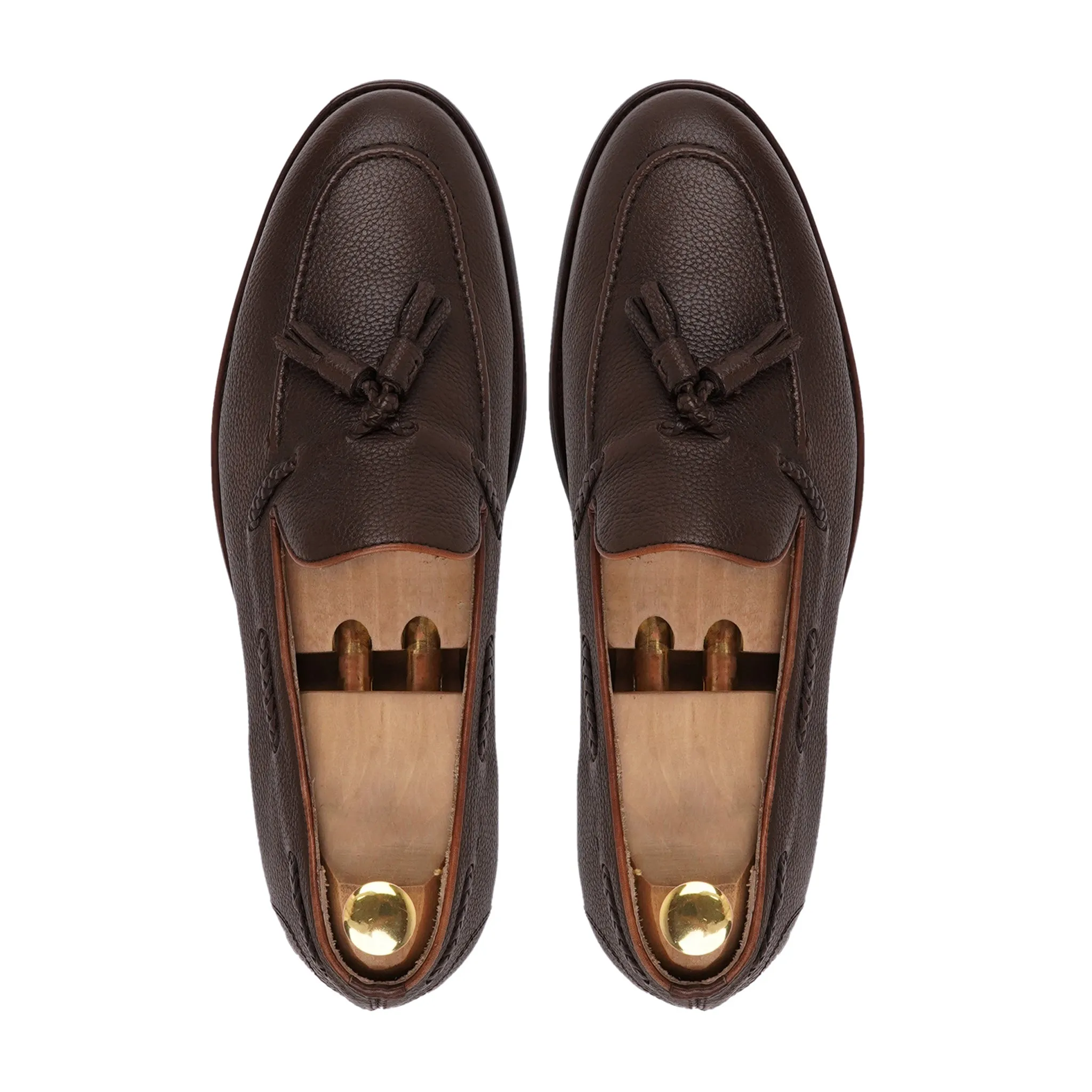 Danver - Men's Dark Brown Pebble Grain Leather Loafer